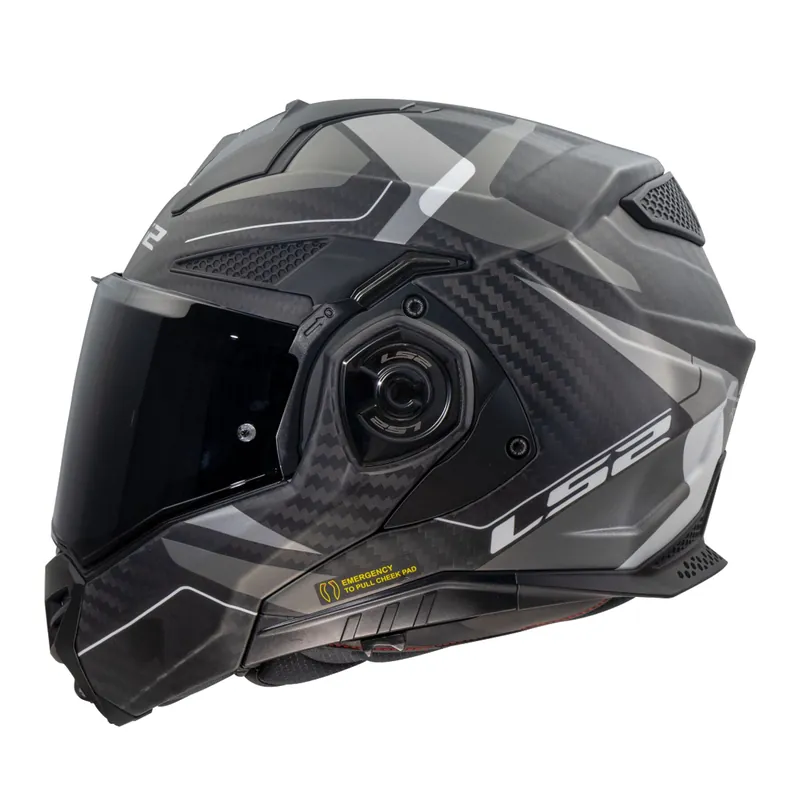 LS2 Klapphelm Advant X Carbon Horizon Silber Grau FF901 Motorrad Helm + dunkles Visier S (55-56cm) Kracherpreis