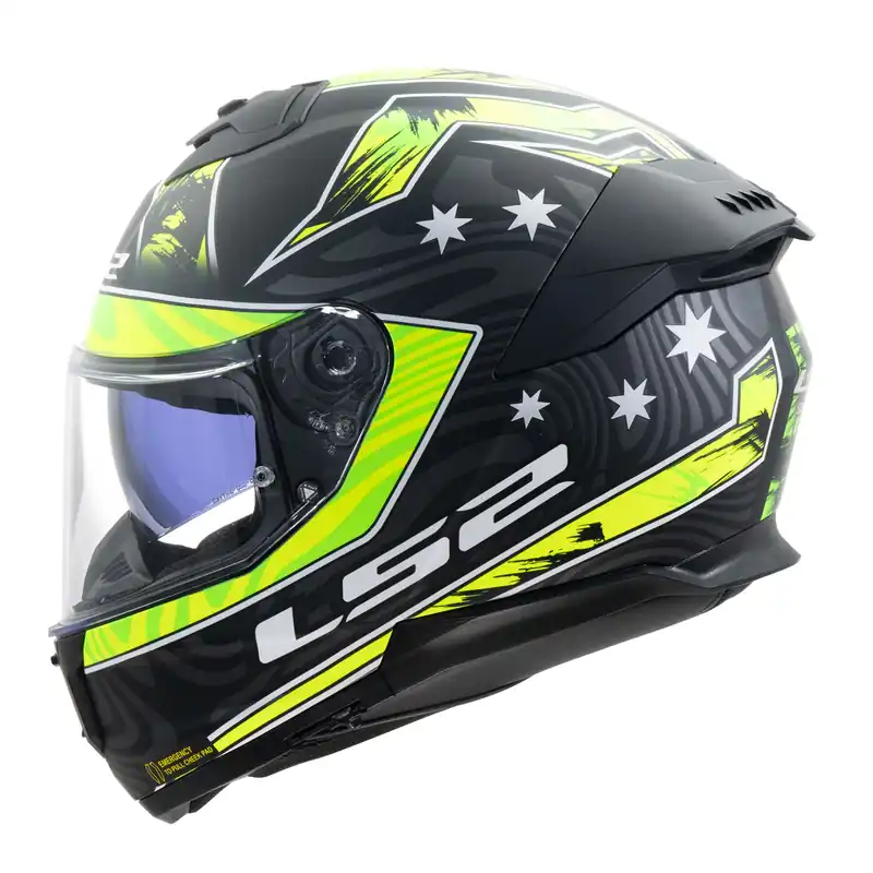 LS2 Integralhelm Stream II Galdam Matt Schwarz Gelb FF 808 Motorrad Helm Race M (57-58cm) Direkt Vom Hersteller