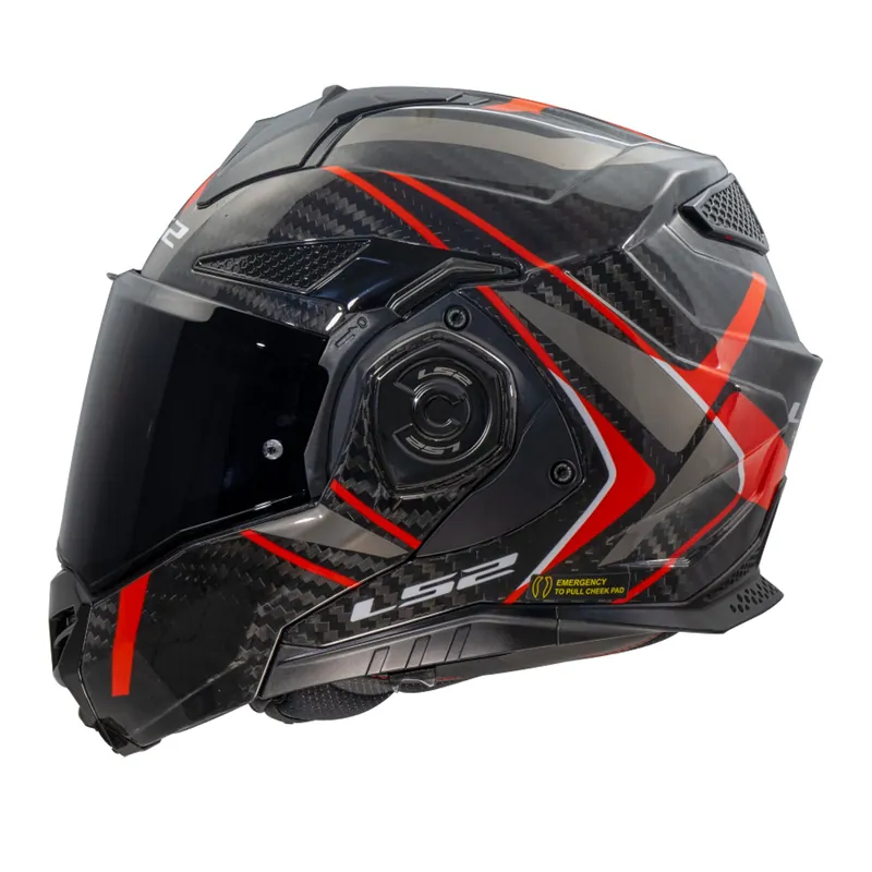 Knallerangebot LS2 Klapphelm Advant X Carbon Future II Rot FF901 Motorrad Helm + dunkles Visier M (57-58cm)