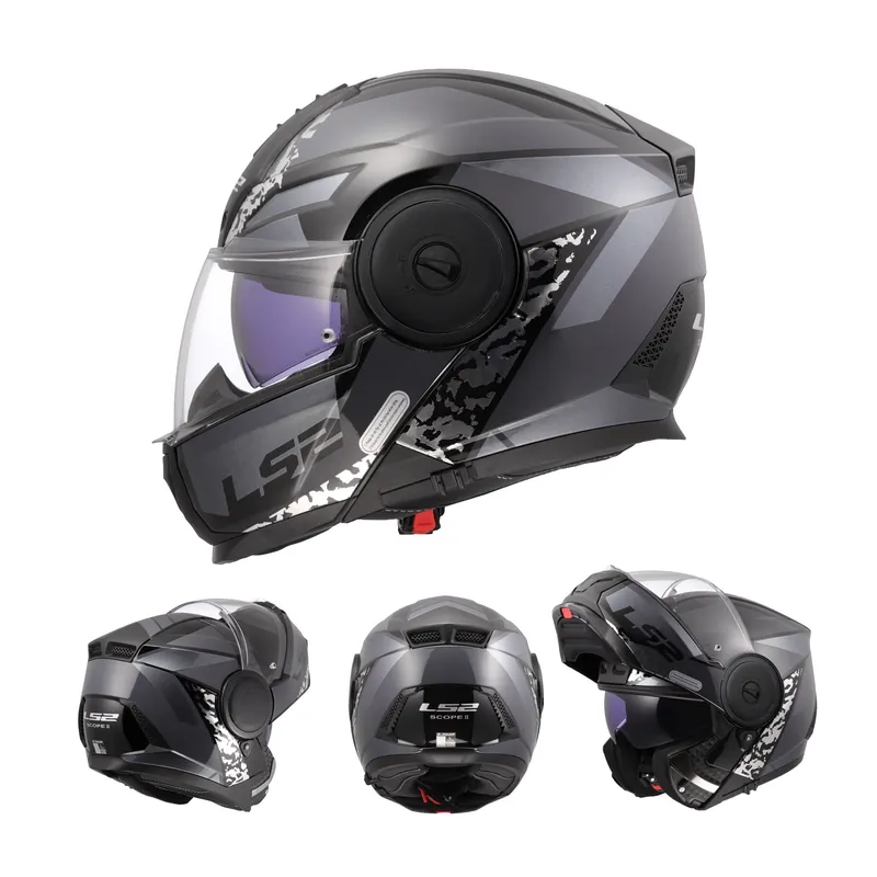 LS2 Klapphelm Scope II Motorrad Helm Oxyd Schwarz Titanium Gloss FF902 Tourenhelm Urban L (59-60cm) Ausverkauf