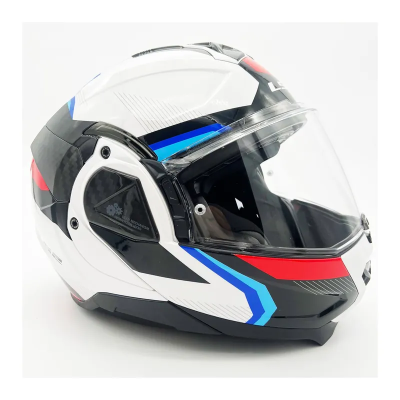 Letzte Chance LS2 Klapphelm Advant II Triple Blau Weiß Rot FF910 Motorrad Helm Integralhelm M (57-58cm)