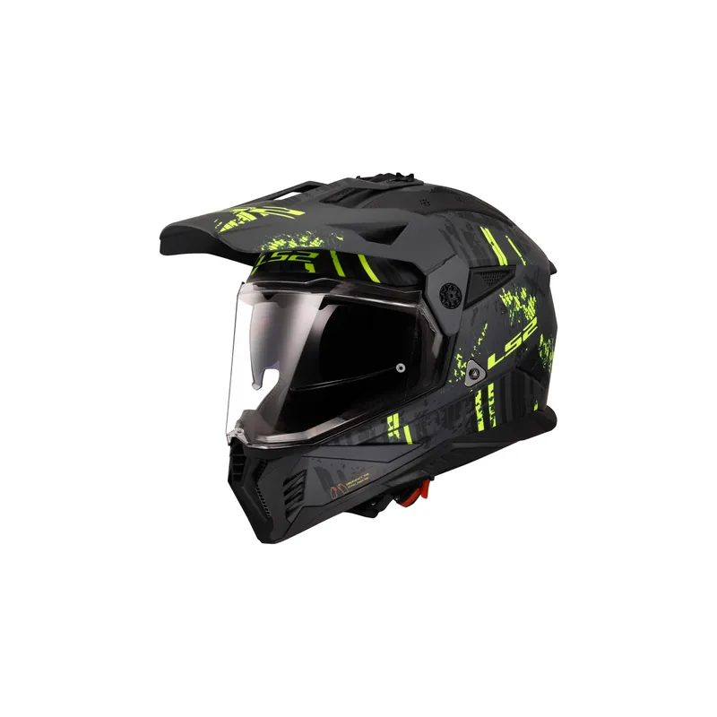 Preisknaller LS2 MX 702 Pioneer 2 Crazy Matt Schwarz Gelb Dualsport Enduro Helm Crosshelm XL (61-62cm