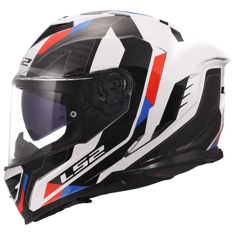LS2 Integralhelm Storm III Sporty Weiß Blau Motorrad Helm FF818 Sonnenblende M (57-58cm) Preiswert