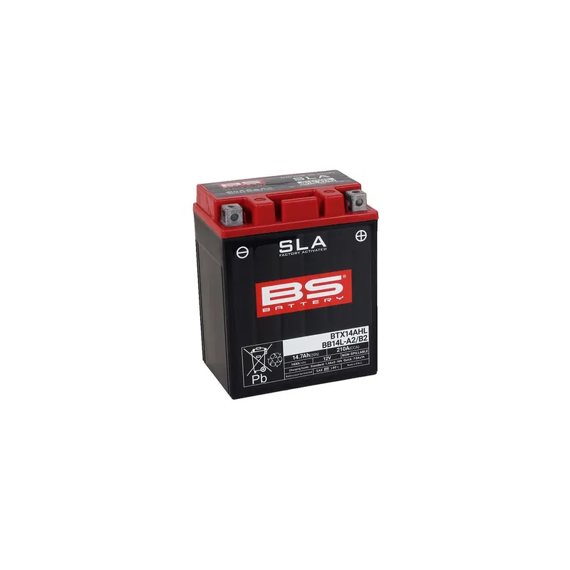 Markenprodukt BS Battery Motorradbatterie 12V BB14L-A2 14AH 210A AGM wartungsfrei werksakt.