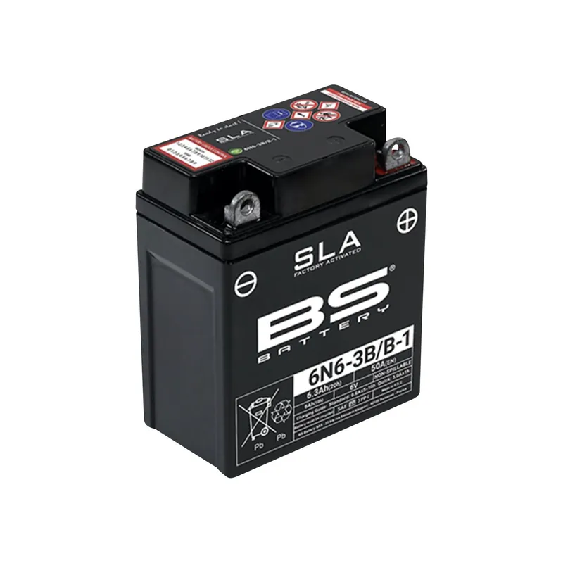 Zertifiziert BS Battery Motorradbatterie 6V 6N6-3B/B-1 6AH 50A AGM wartungsfrei werksakt.