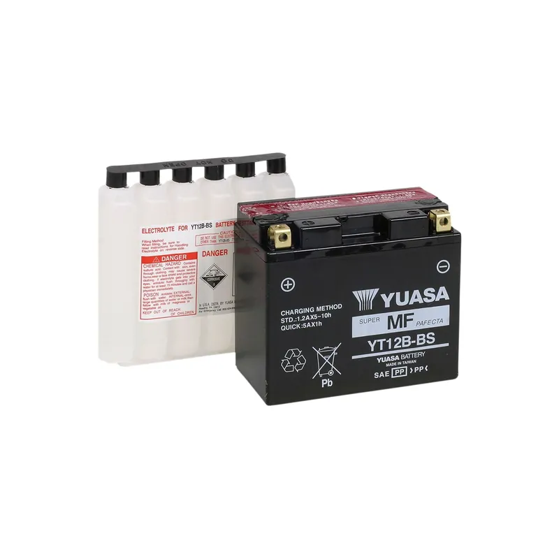 Yuasa Motorradbatterie 12V YT12B-BS 10AH 125A AGM wartungsfrei m. Säurepack Neue Ware