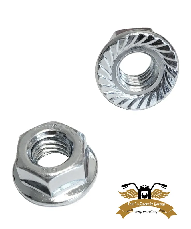 Neu Im Sortiment 2 x Flanschmutter M10 Sperrzahn Mutter Bundmutter DIN 6923 Edelstahl V2A Mofa Moped