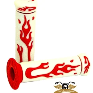 Lenkergriffe "Flame" rot weiß Griffe 22/24mm / 125 mm Mofa Moped -Tuning- Markenware