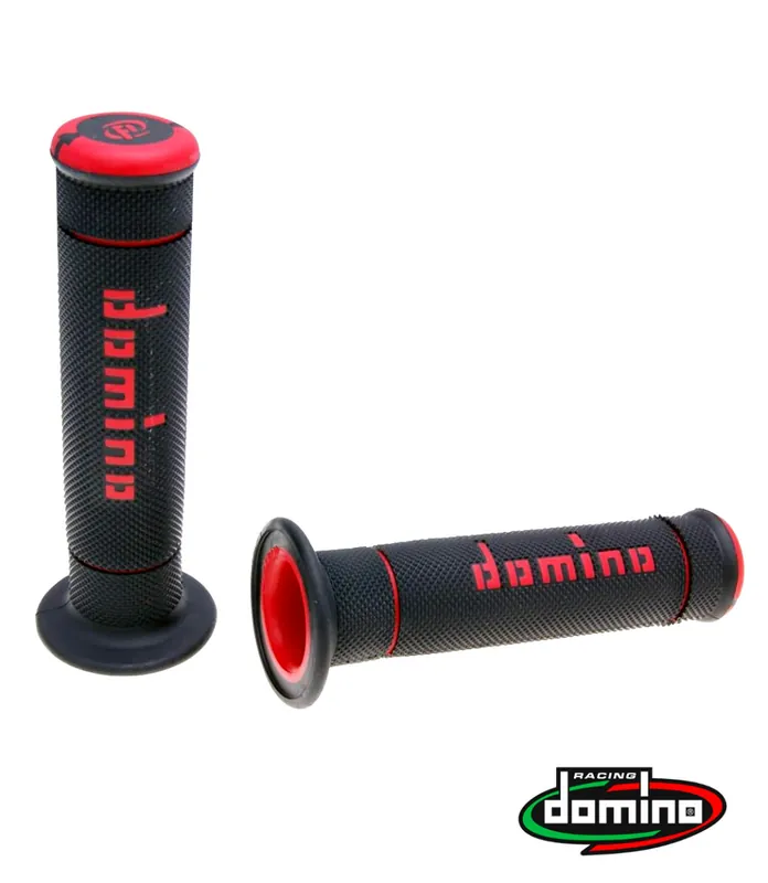 Lenkergriffe Domino Trial schwarz / rot 125mm Drehgasgriffe Griffe Schneller Versand